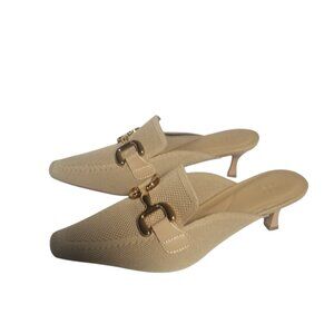 Cosy Island Kitten Heel Tan Pointed Toe Mules Sz 8.5